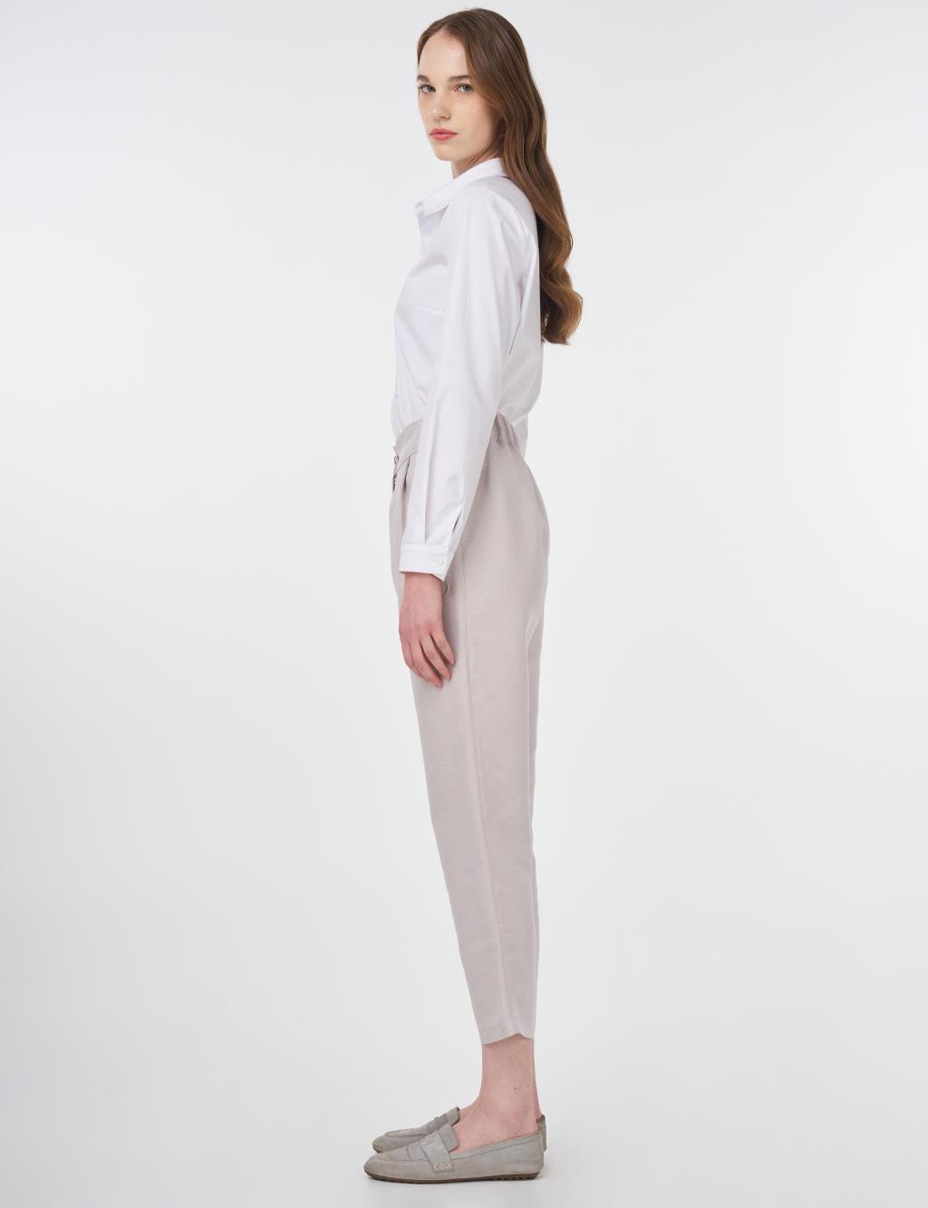 Pleated Fabric Trousers Stone