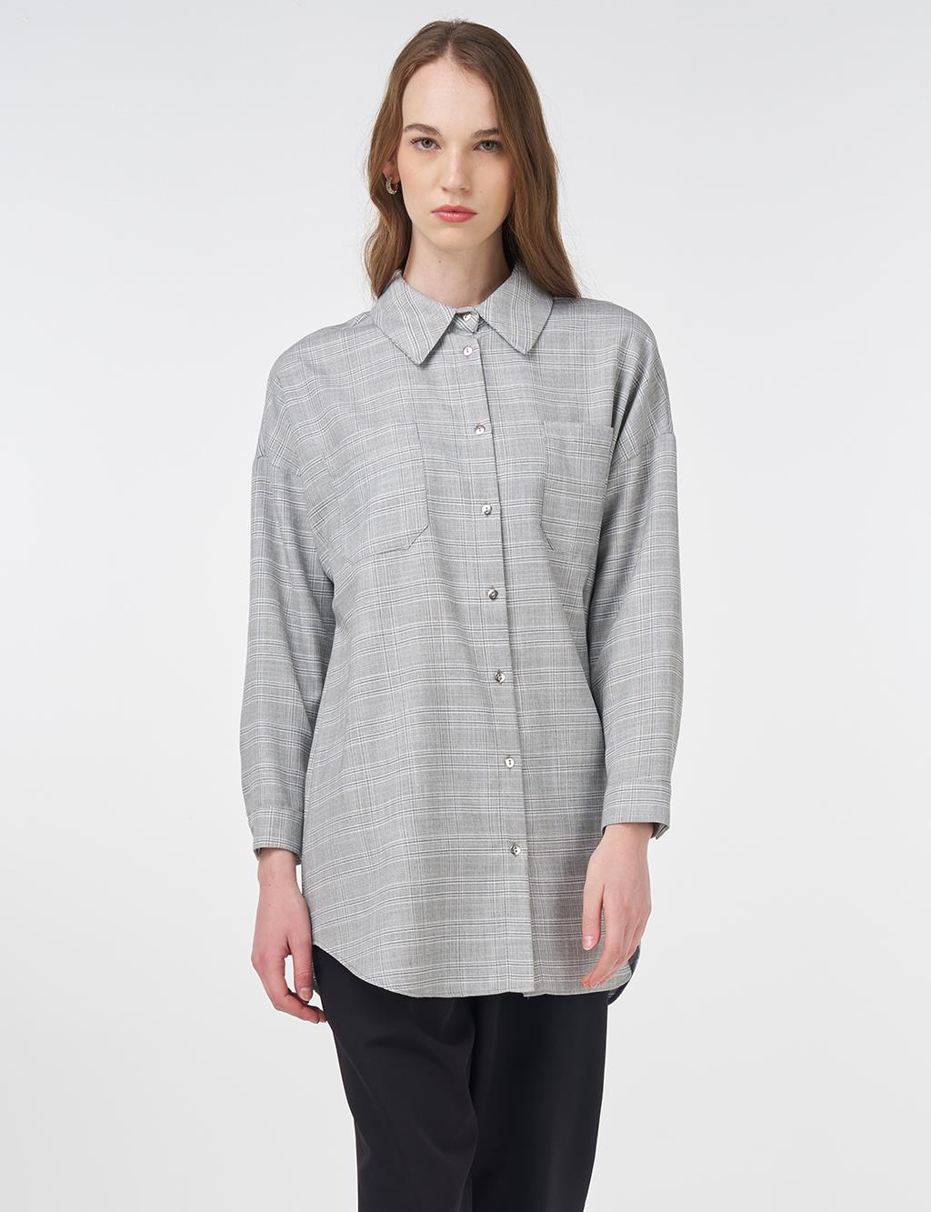 Stripe Pattern Tunic Gray