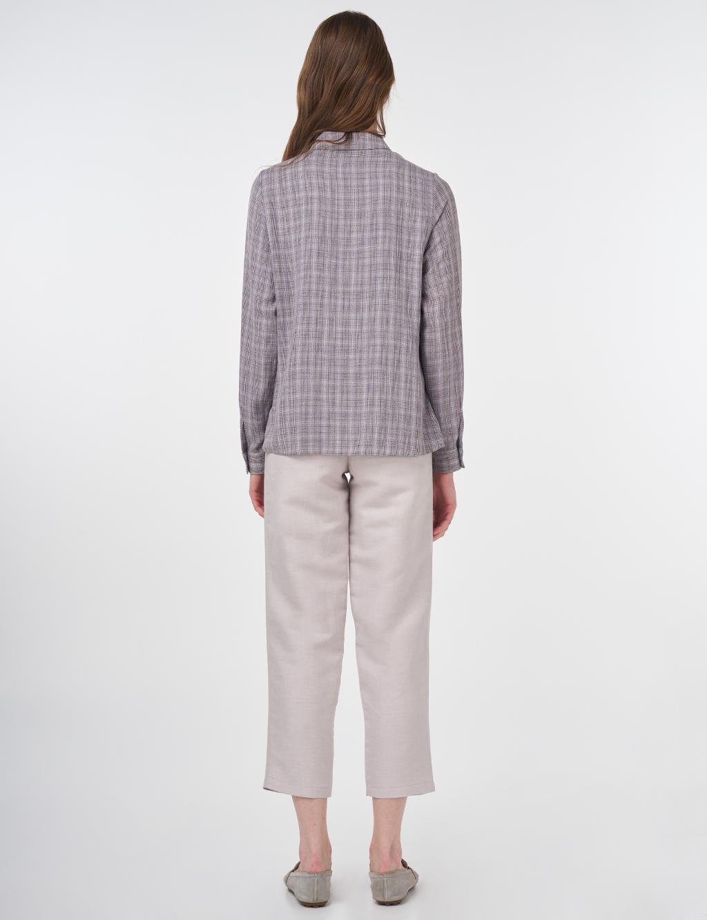 Plaid Pattern Basic Shirt Gray