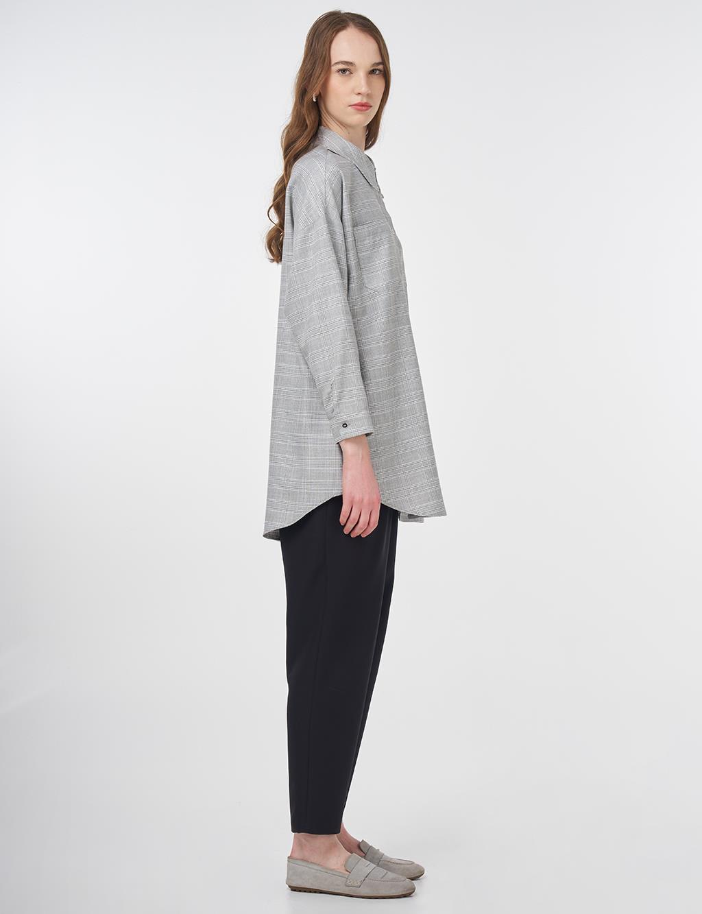 Stripe Pattern Tunic Gray