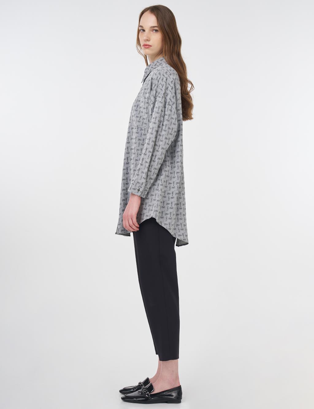 Abstract Pattern Basic Tunic Gray