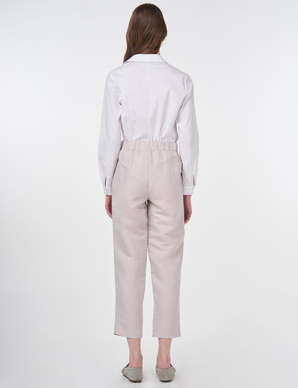 Pleated Fabric Trousers Stone