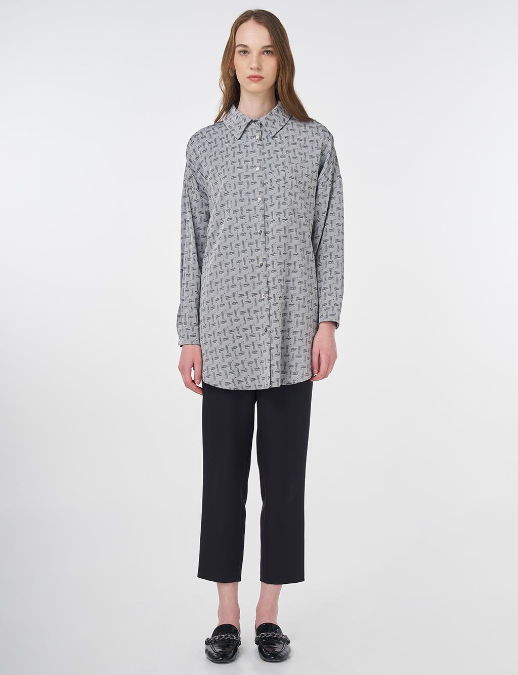 Abstract Pattern Basic Tunic Gray