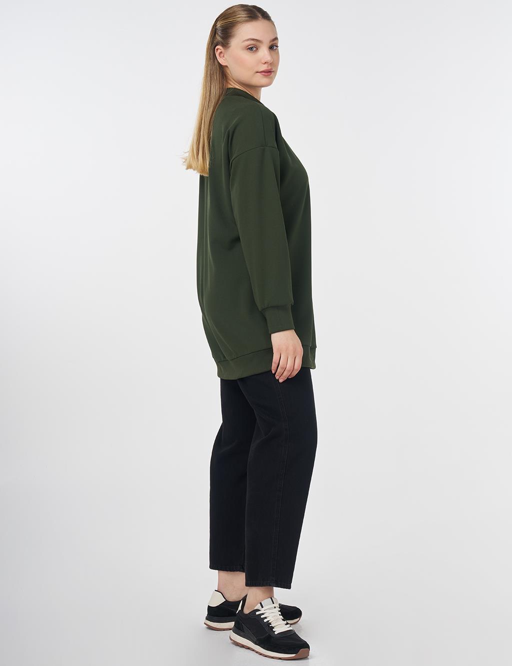 Crew Collar Sweatshirt Khaki