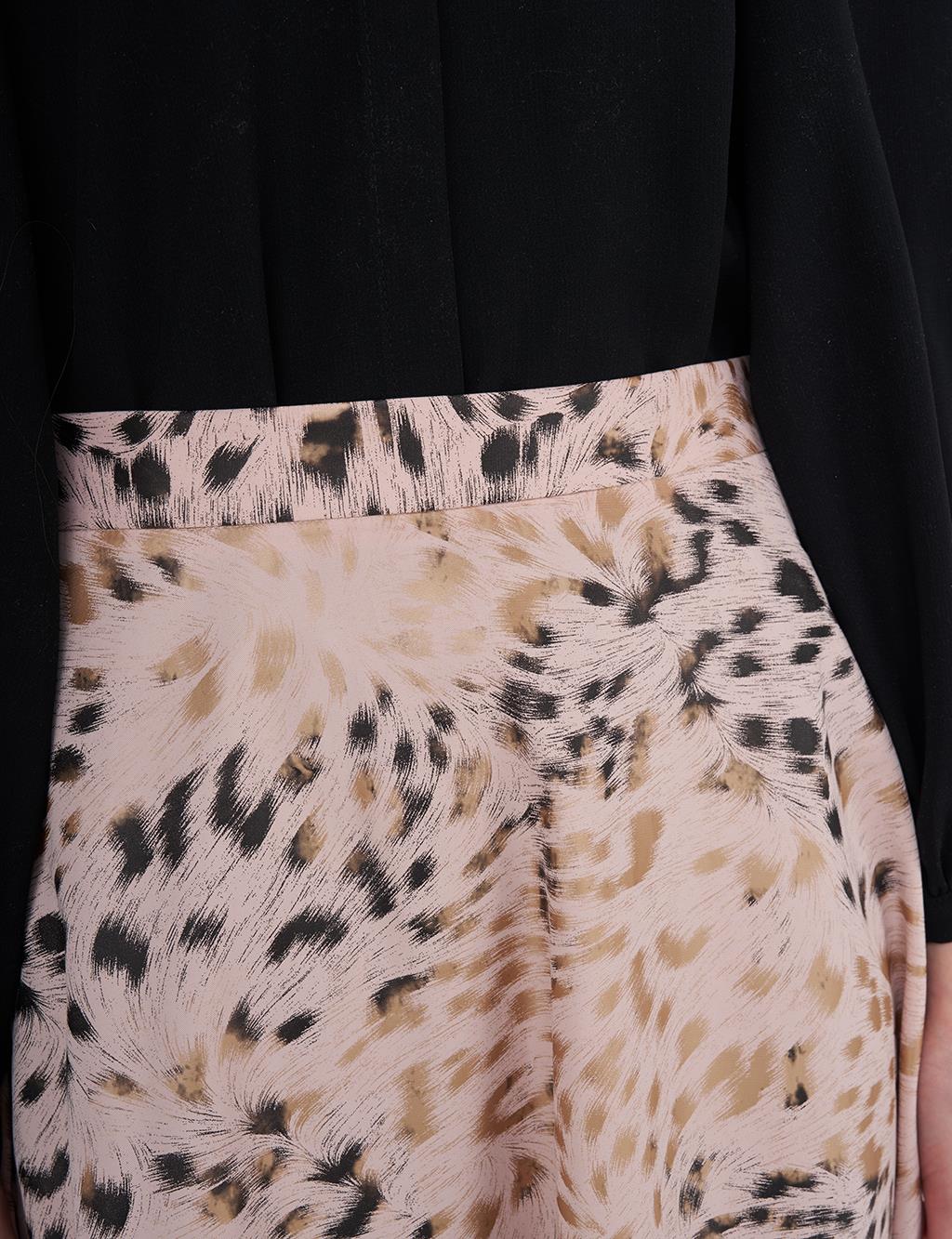 Leopard Print Flared Skirt Coffee