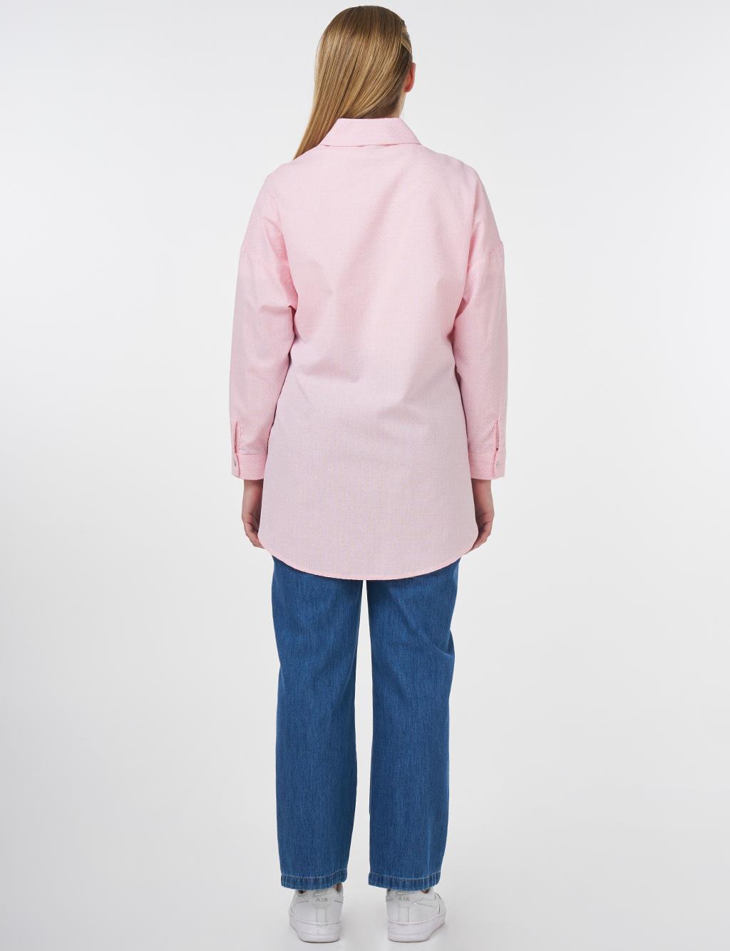 Floral Pattern Cotton Tunic Pink
