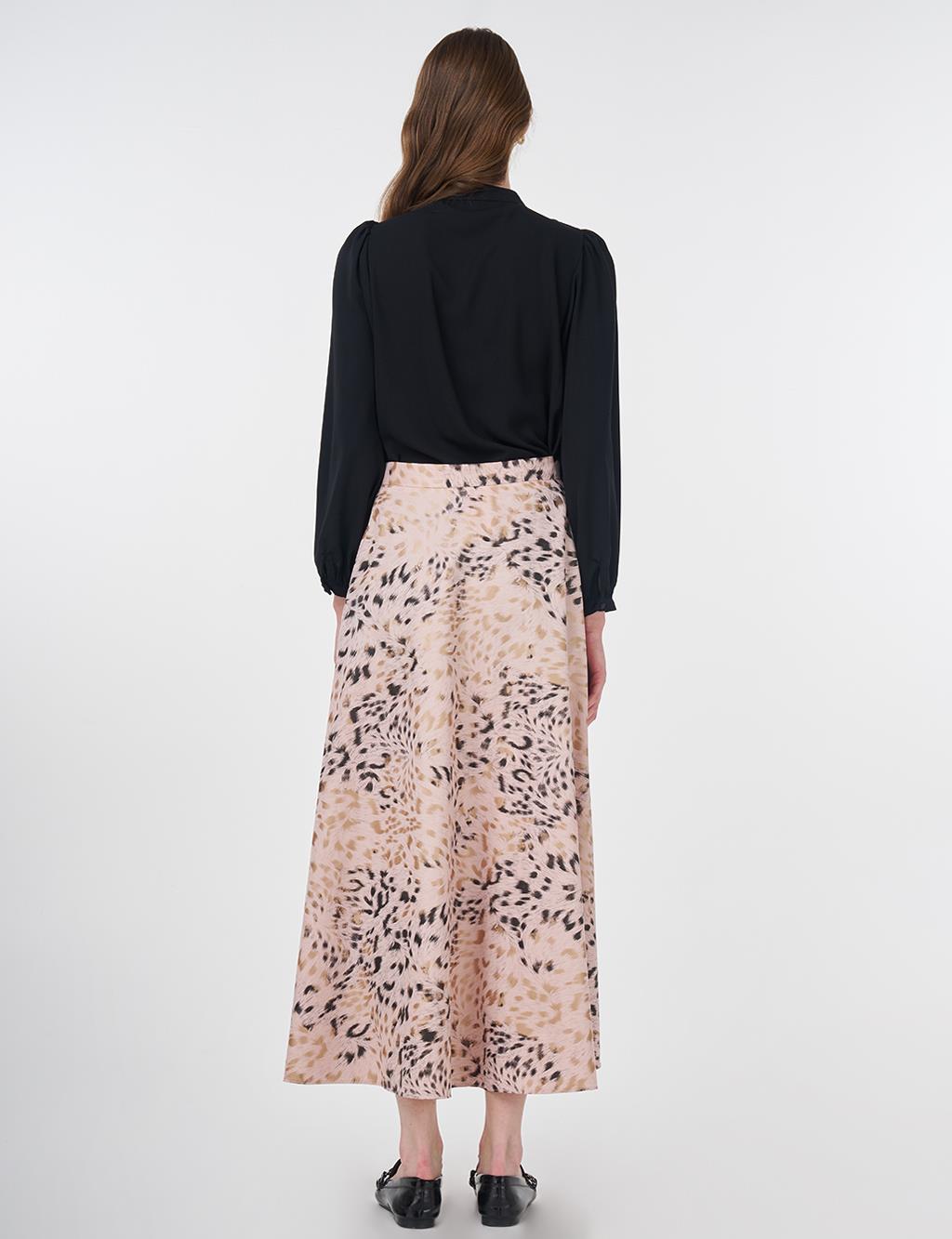 Leopard Print Flared Skirt Coffee