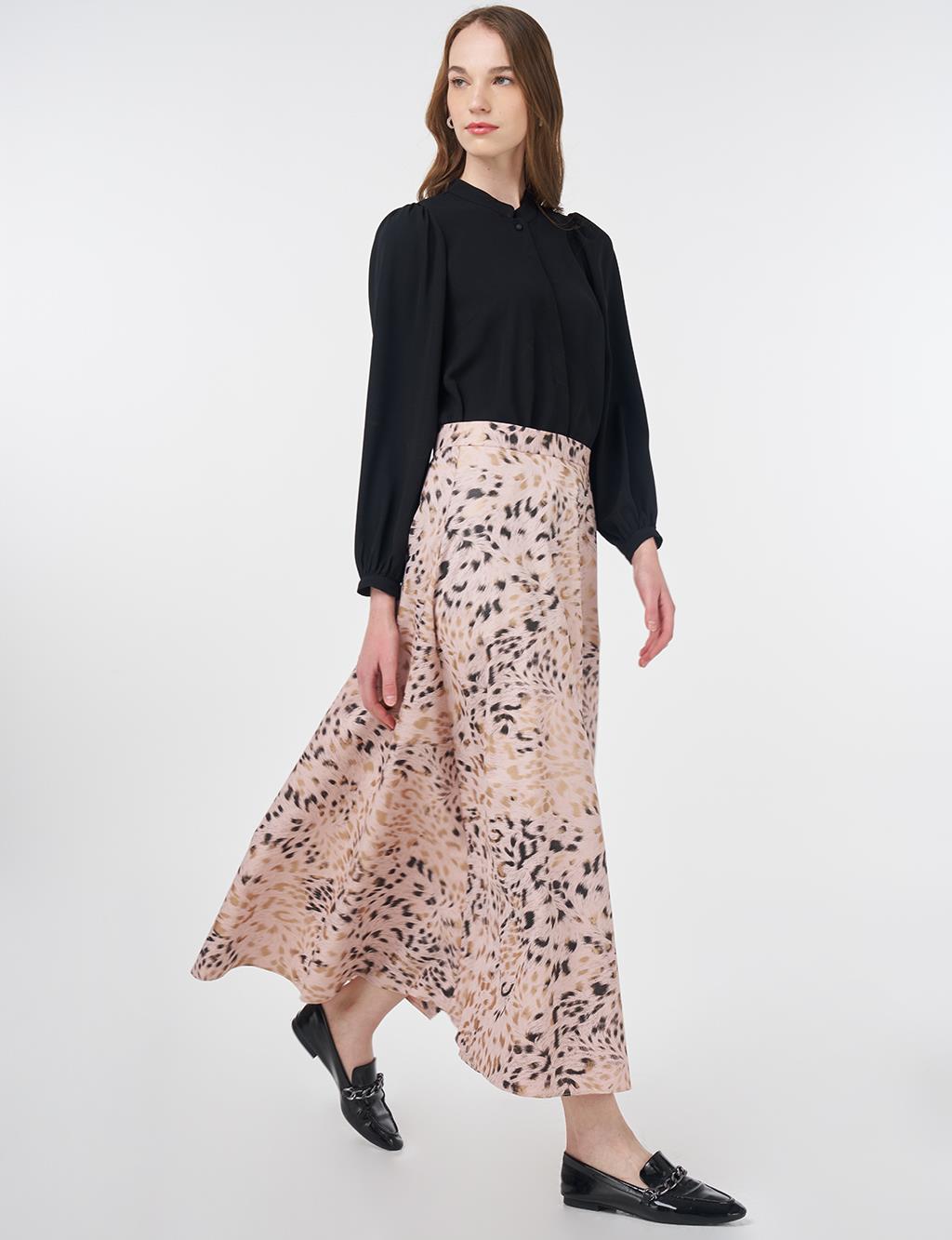 Leopard Print Flared Skirt Coffee