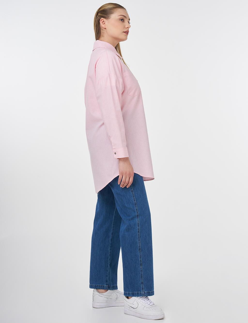 Floral Pattern Cotton Tunic Pink