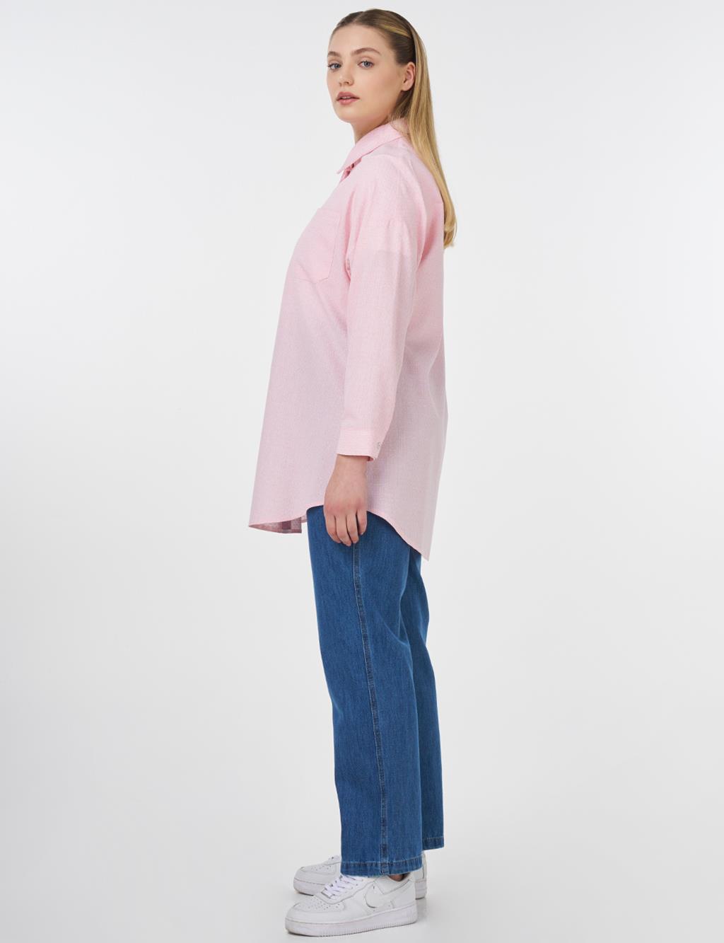 Floral Pattern Cotton Tunic Pink