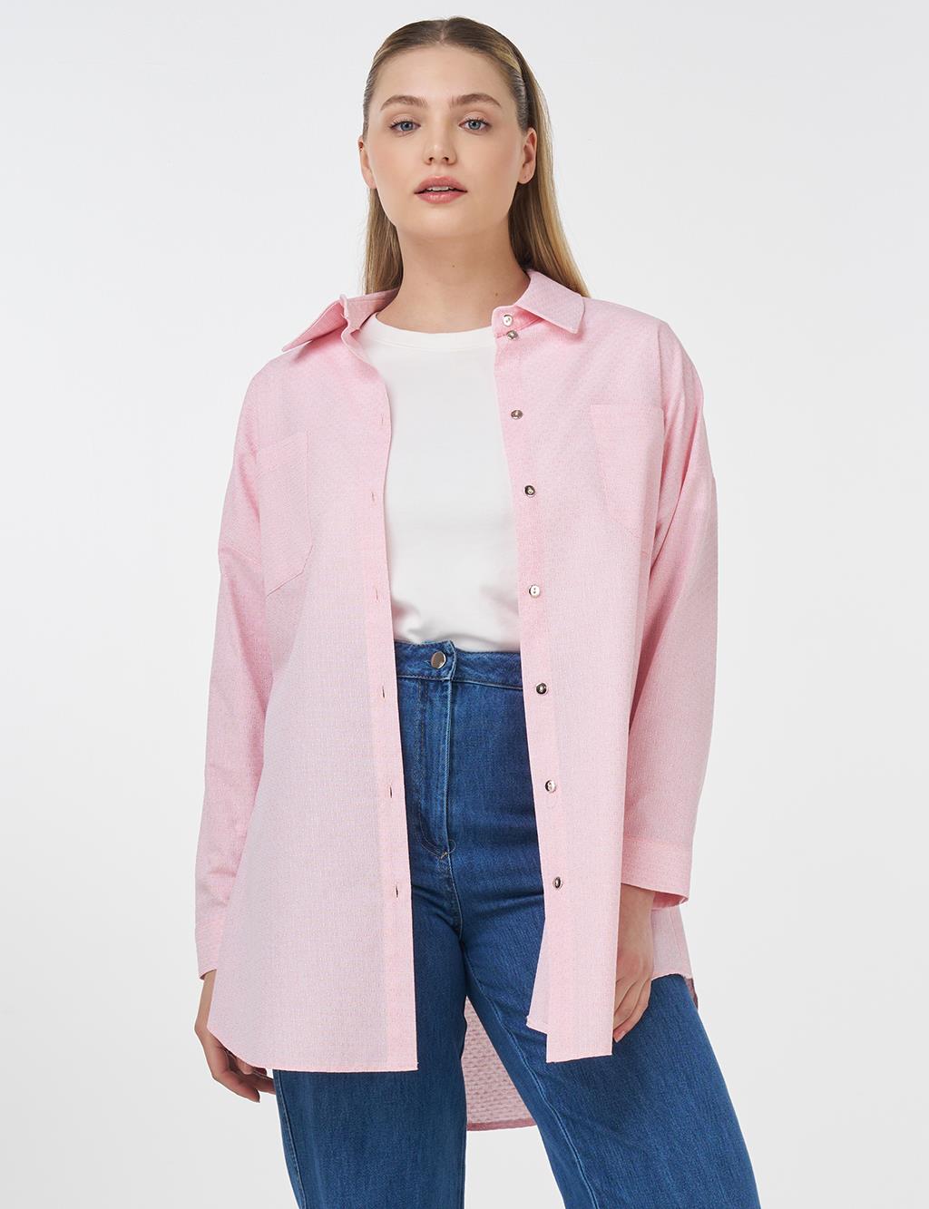 Floral Pattern Cotton Tunic Pink