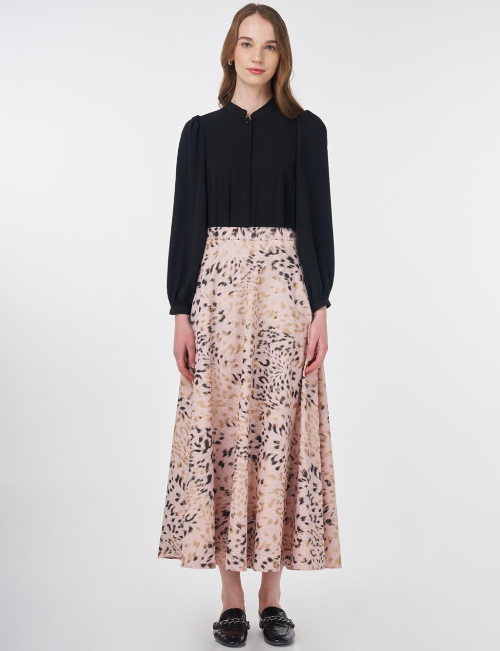 Leopard Print Flared Skirt Coffee