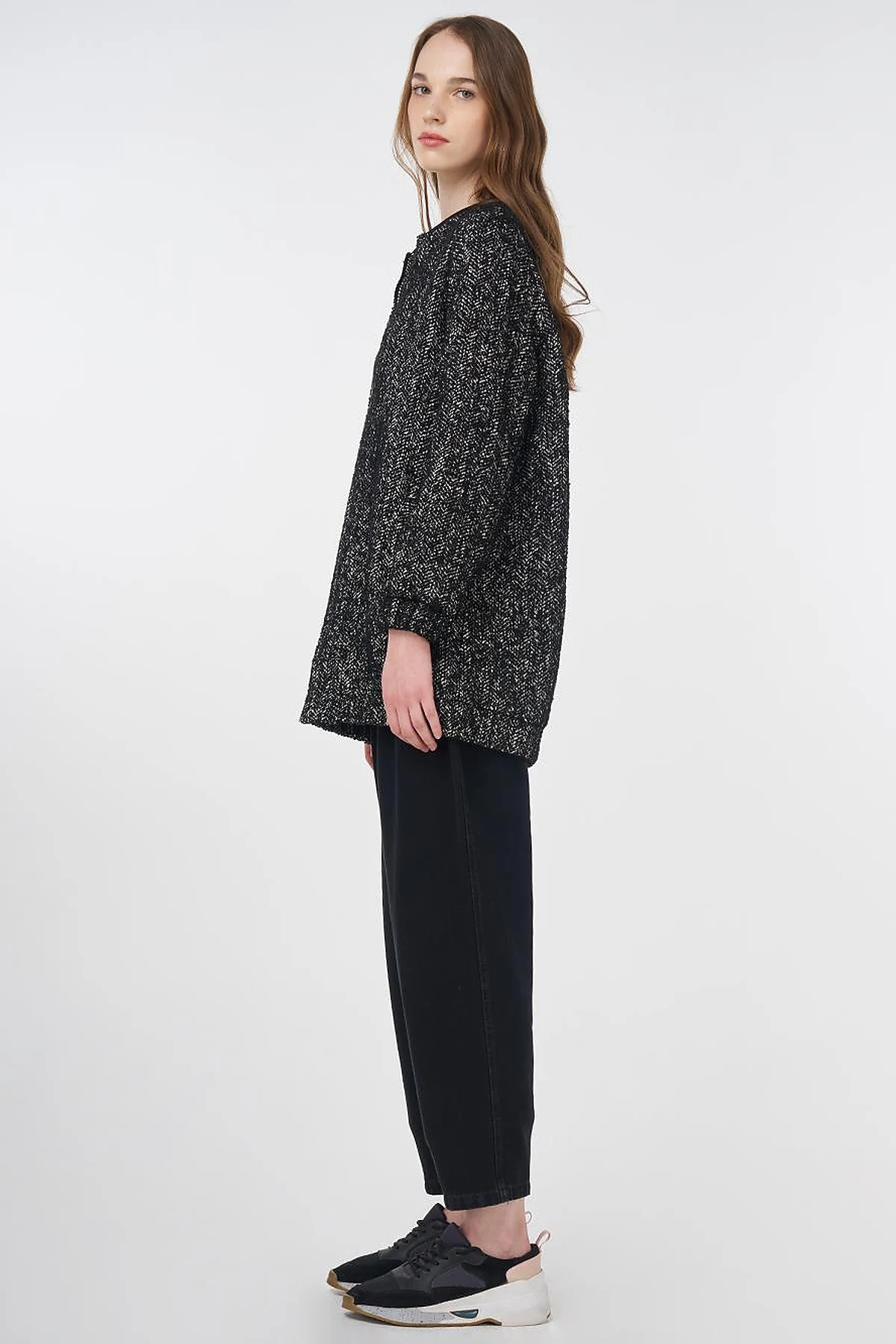 Flecked Basic Jacket Black-Cream