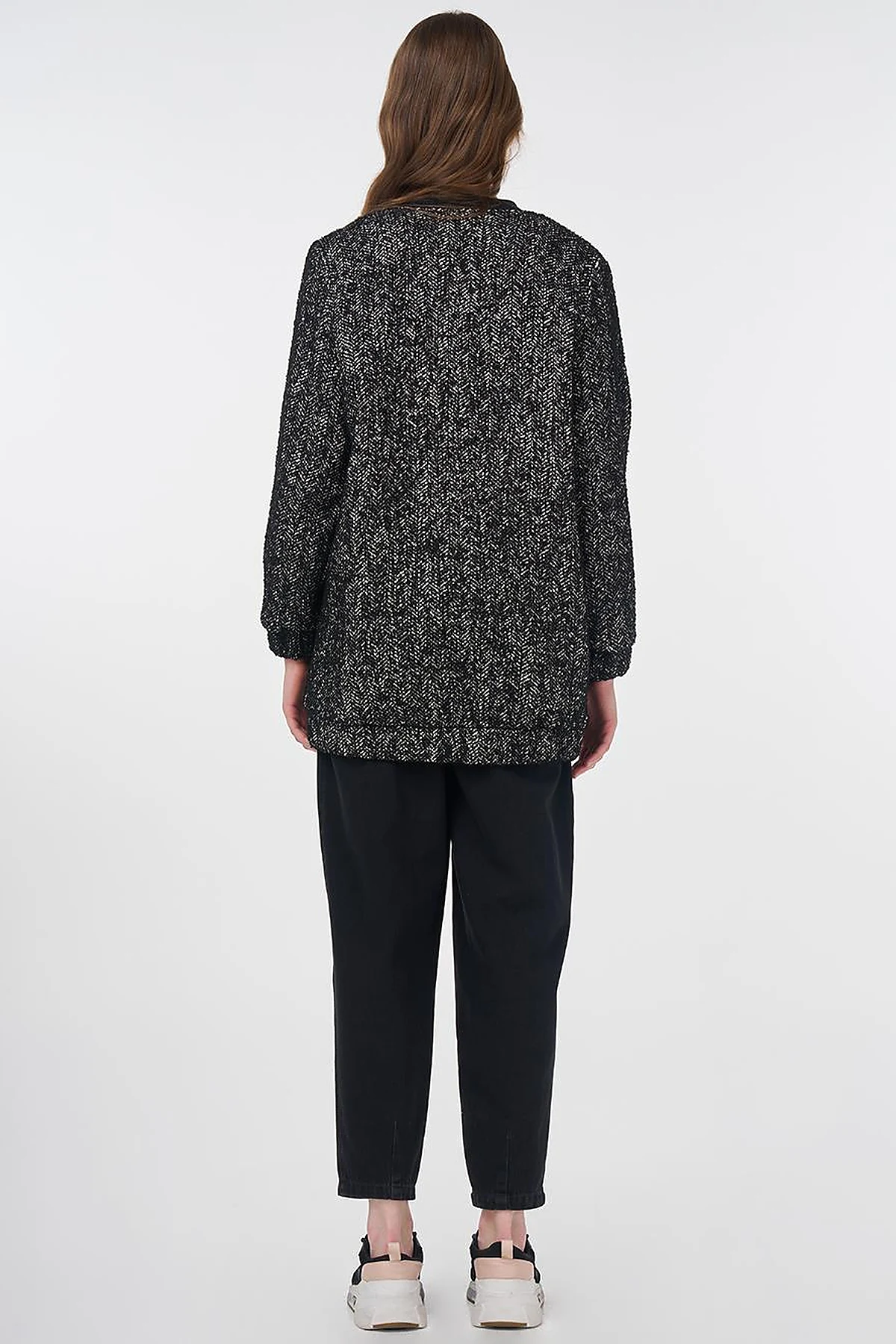 Flecked Basic Jacket Black-Cream