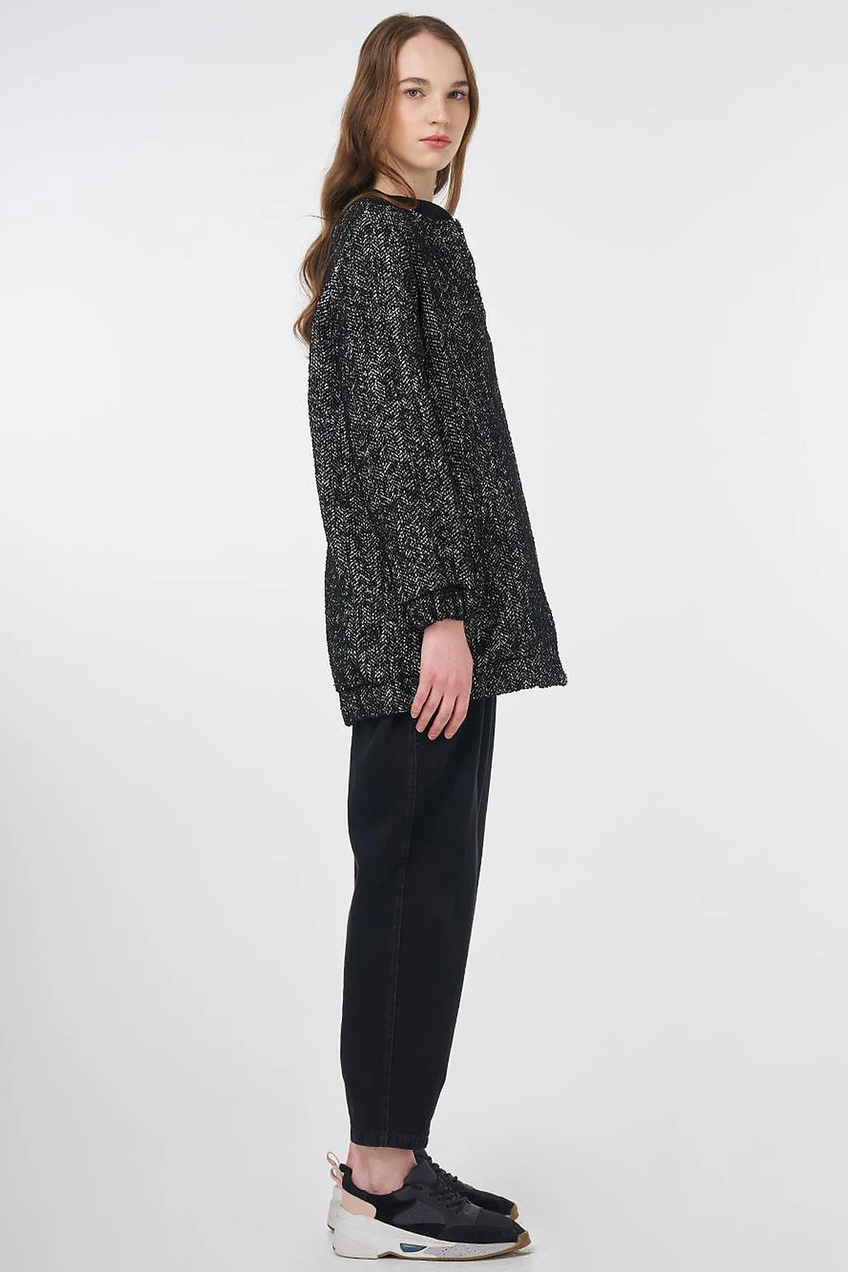 Flecked Basic Jacket Black-Cream