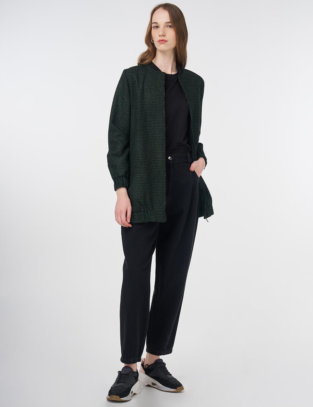 Textured Basic Jacket Emerald-Black