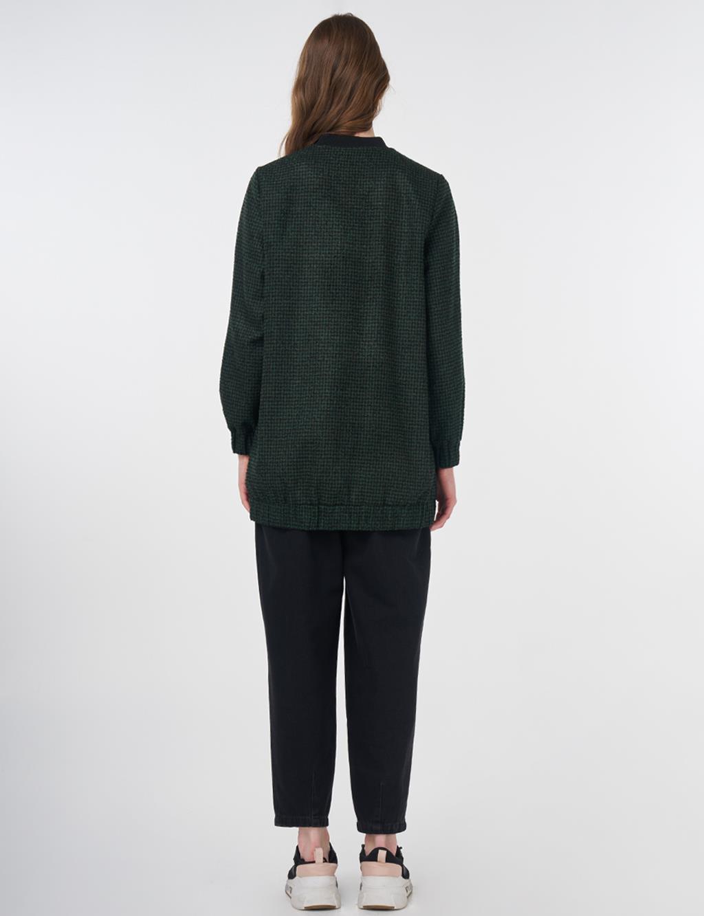 Textured Basic Jacket Emerald-Black