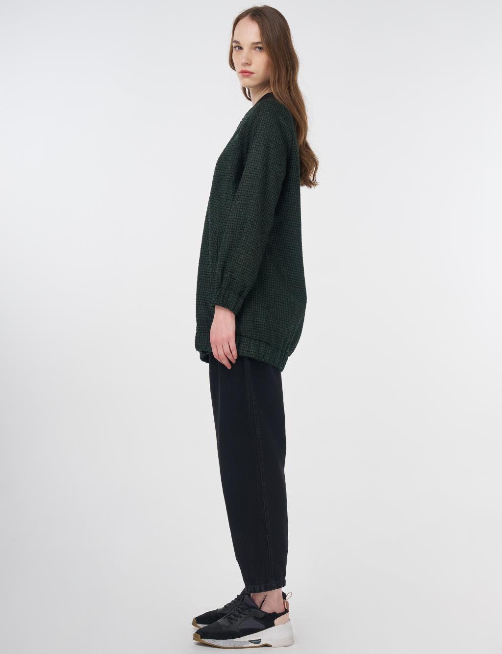 Textured Basic Jacket Emerald-Black