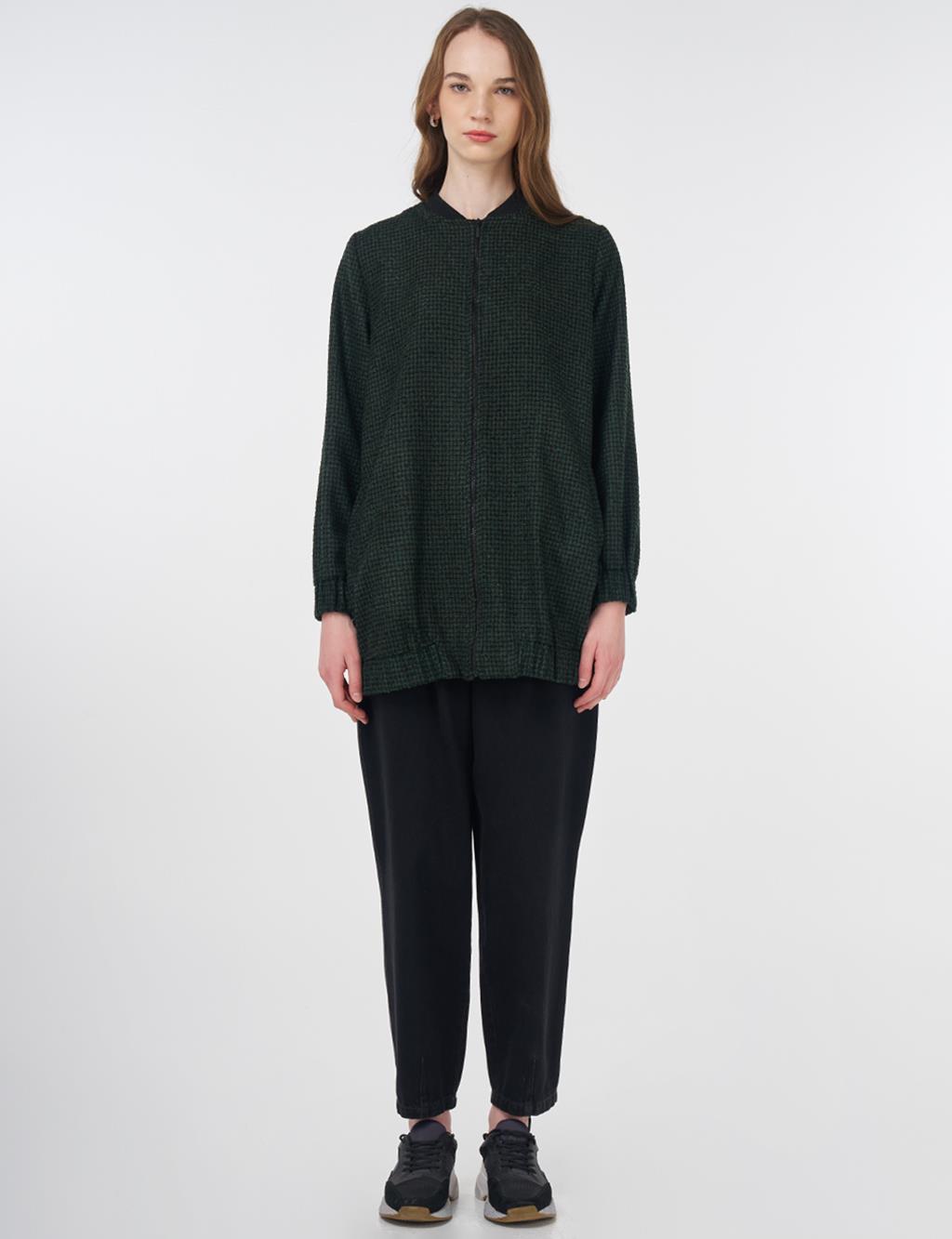 Textured Basic Jacket Emerald-Black