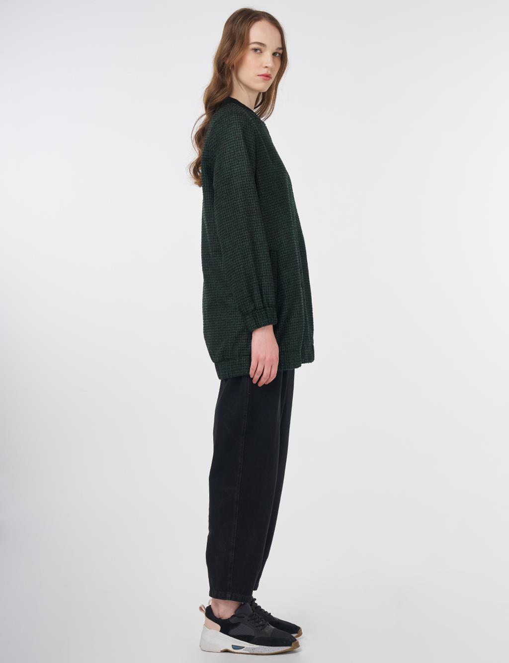 Textured Basic Jacket Emerald-Black