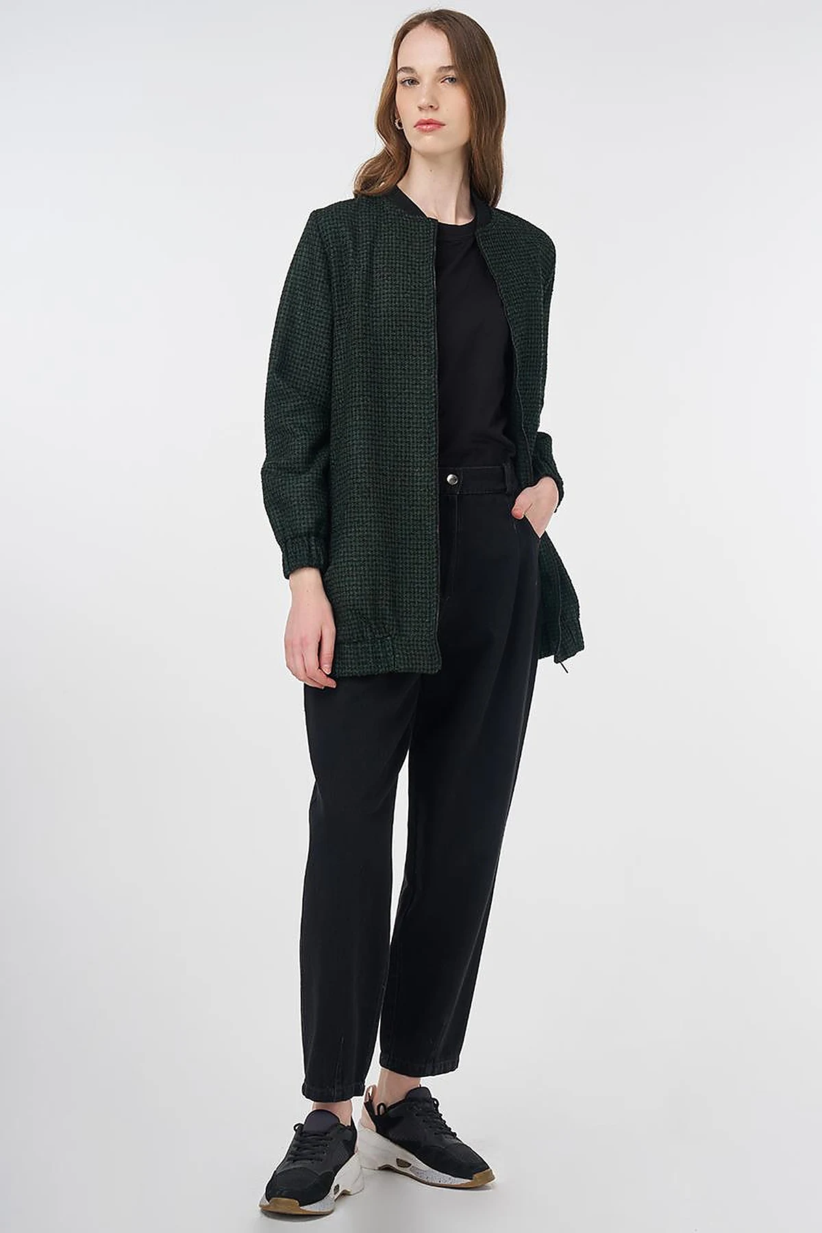 Textured Basic Jacket Emerald-Black