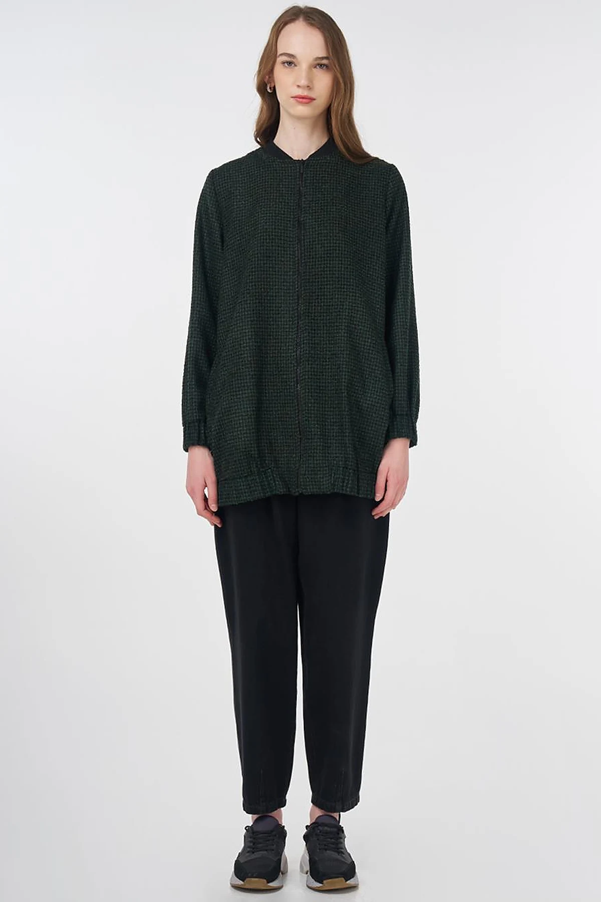 Textured Basic Jacket Emerald-Black