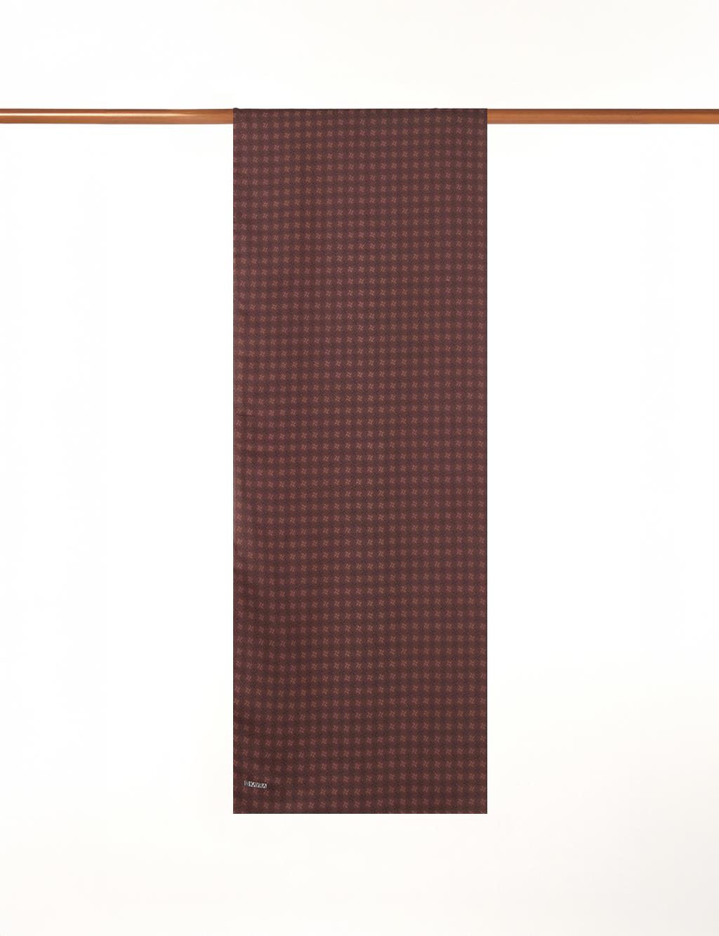 Checkered Monogram Patterned Shawl Bitter Coffee
