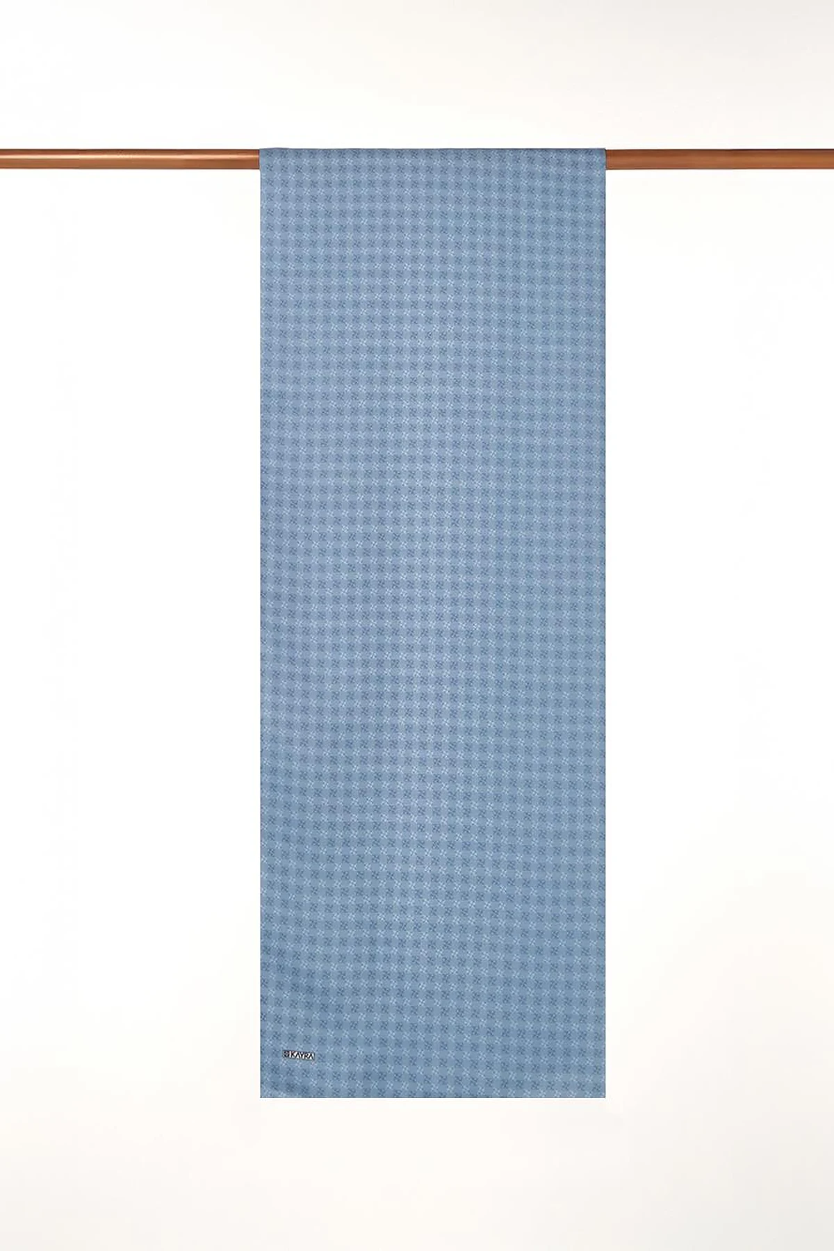 Checkered Monogram Patterned Shawl Blue