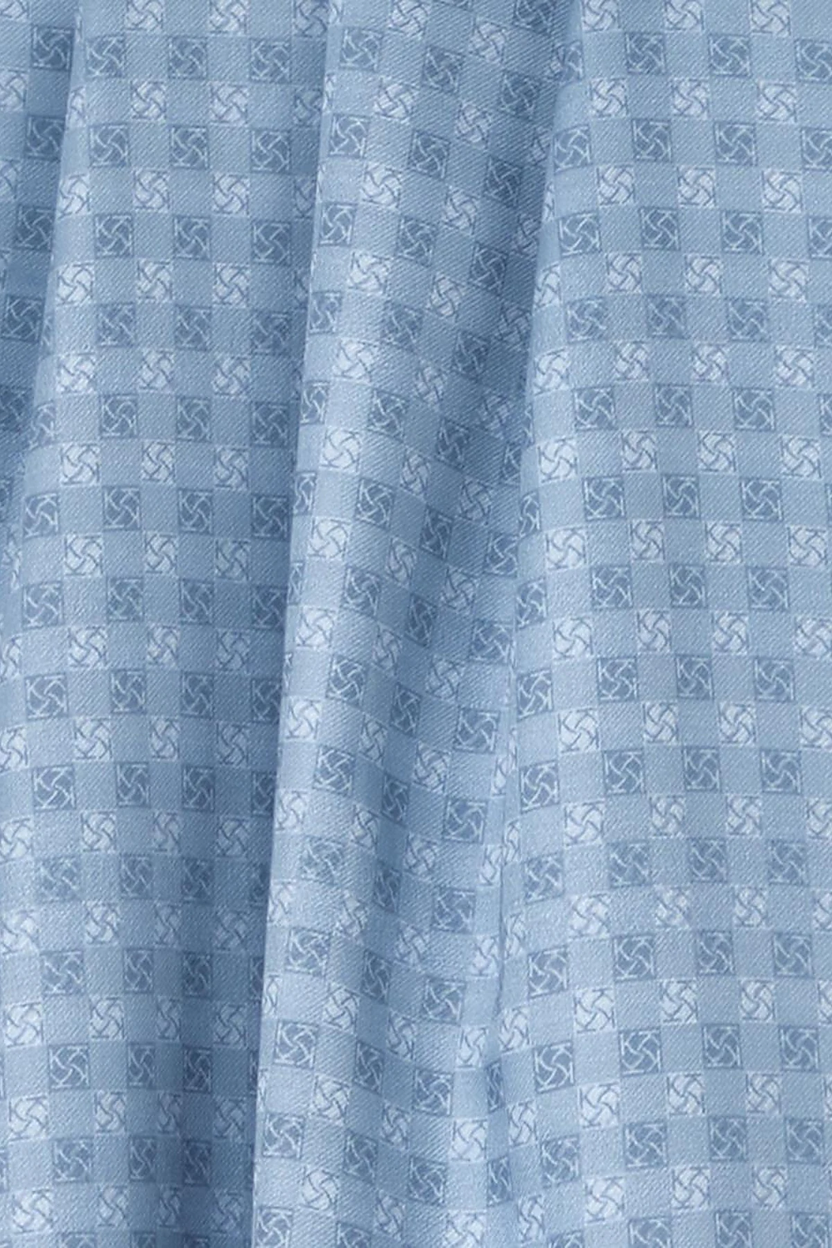 Checkered Monogram Patterned Shawl Blue