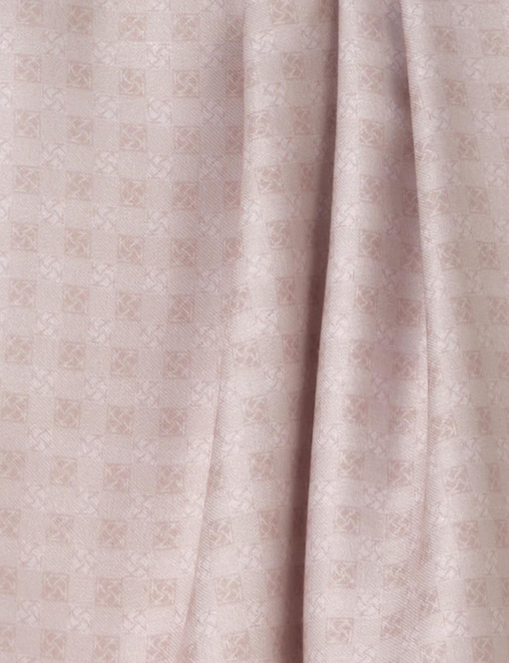 Checkered Monogram Patterned Shawl Cream