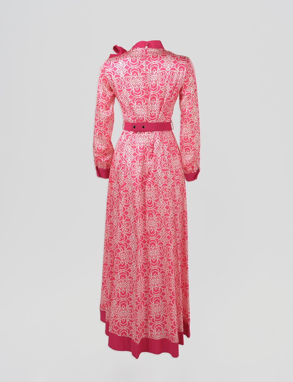 Belted Elegant Dress Fuchsia