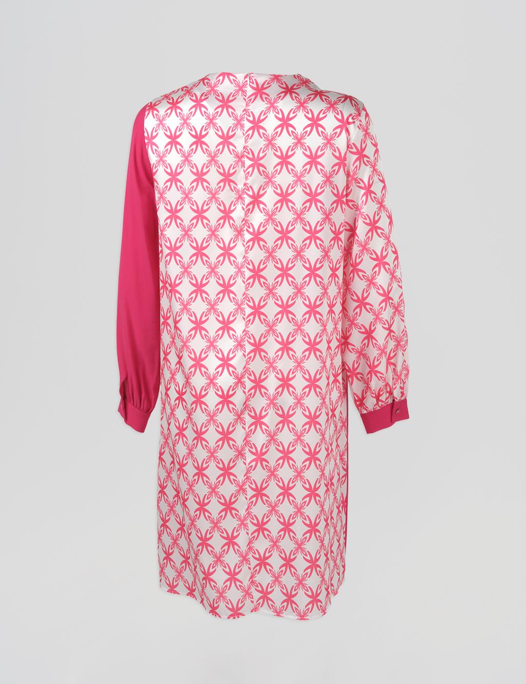 Elegant Floral Pattern Tunic Fuchsia