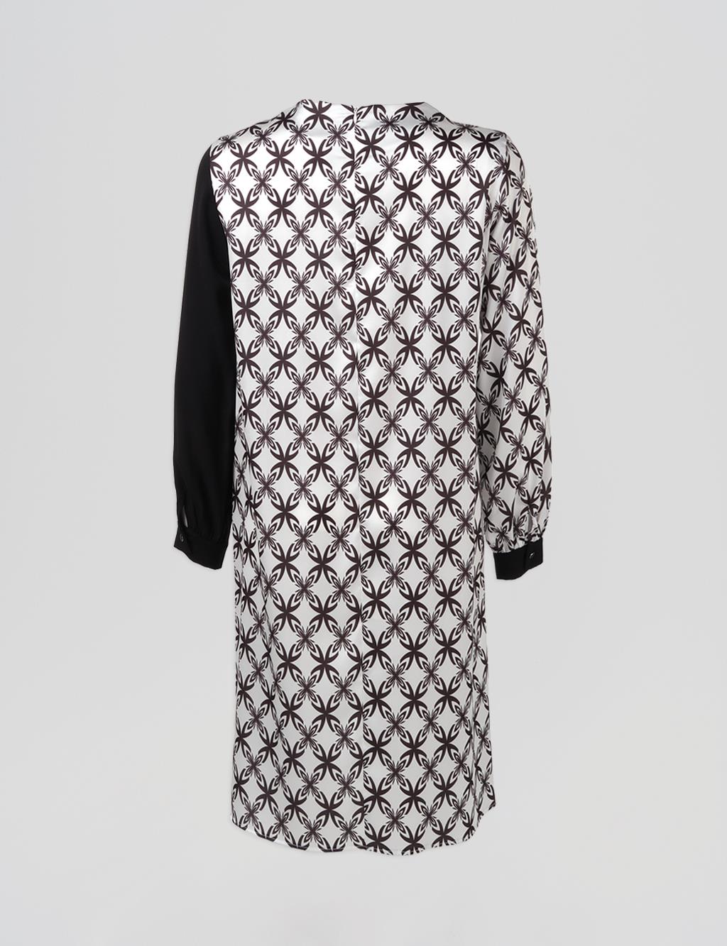 Elegant Floral Pattern Tunic Black