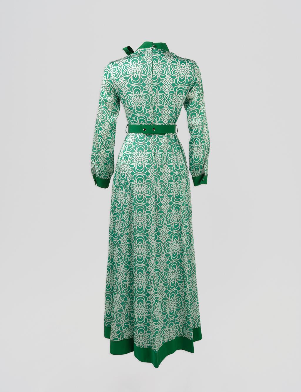 Belted Elegant Dress Green