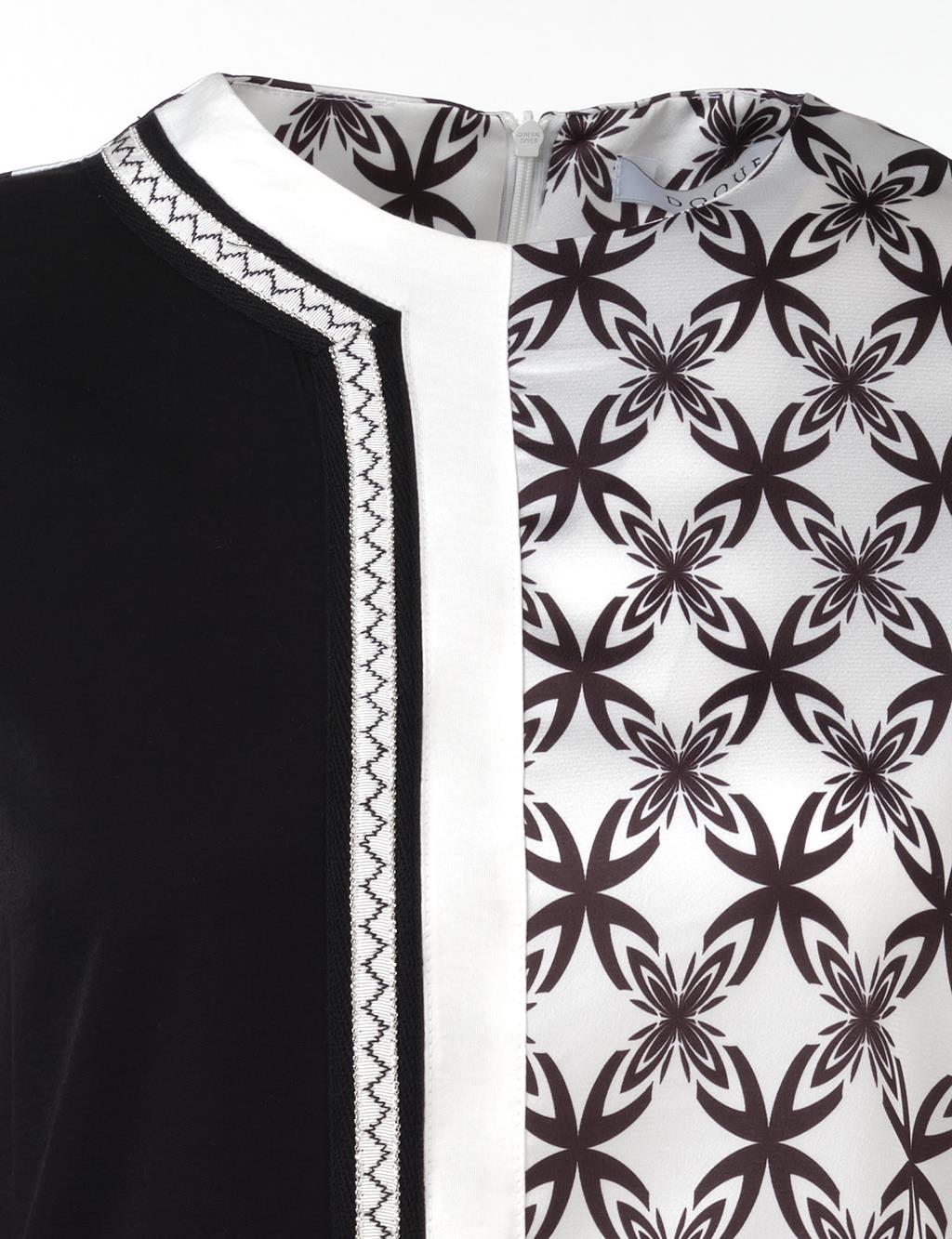 Elegant Floral Pattern Tunic Black