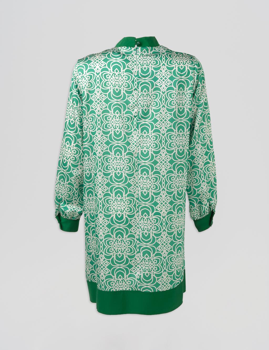 Elegant Tunic with Tie Neckline Green