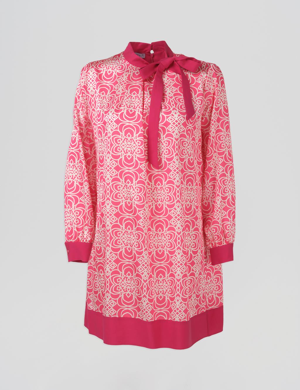 Elegant Tunic with Tie Neckline Fuchsia