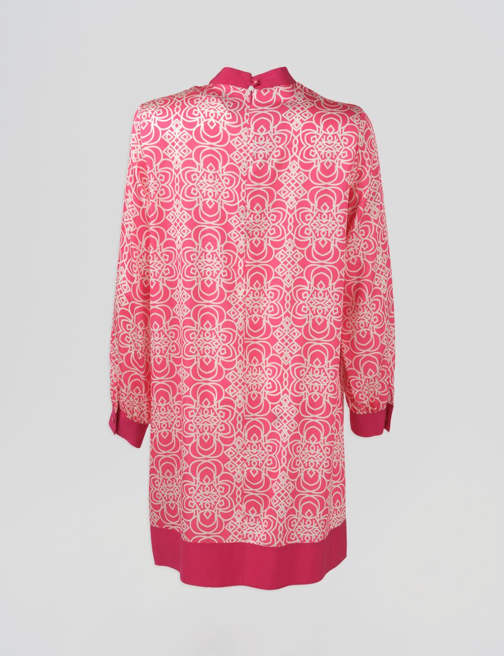 Elegant Tunic with Tie Neckline Fuchsia