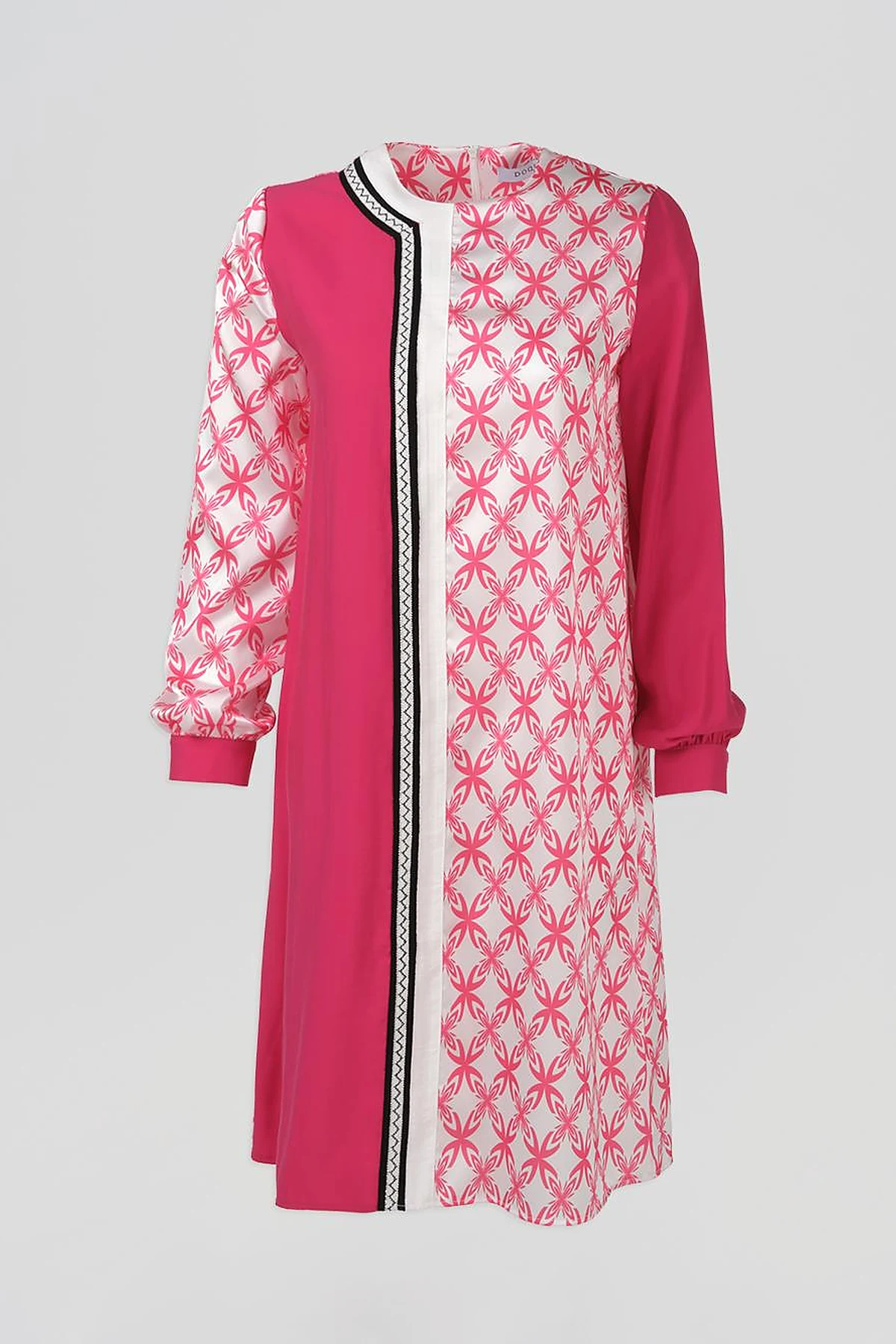 Elegant Floral Pattern Tunic Fuchsia