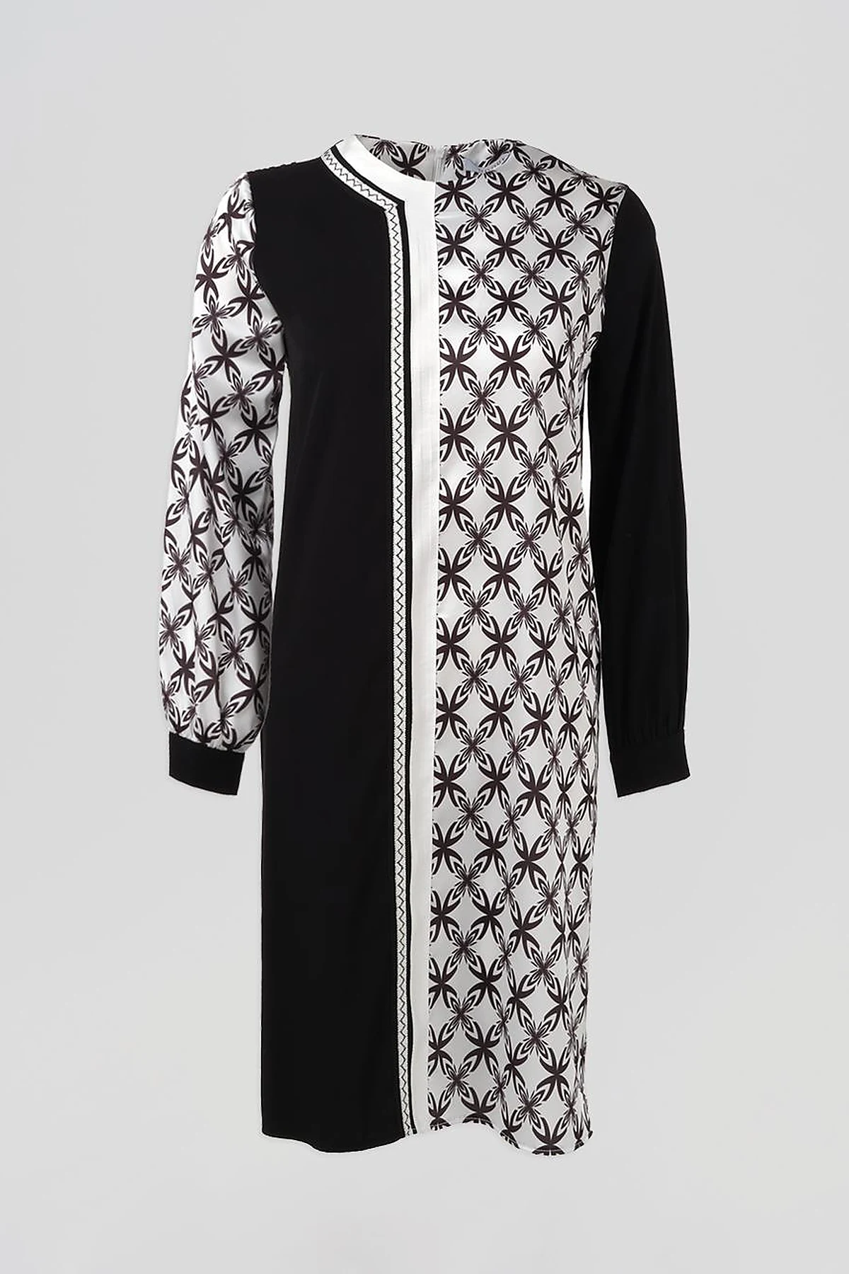 Elegant Floral Pattern Tunic Black