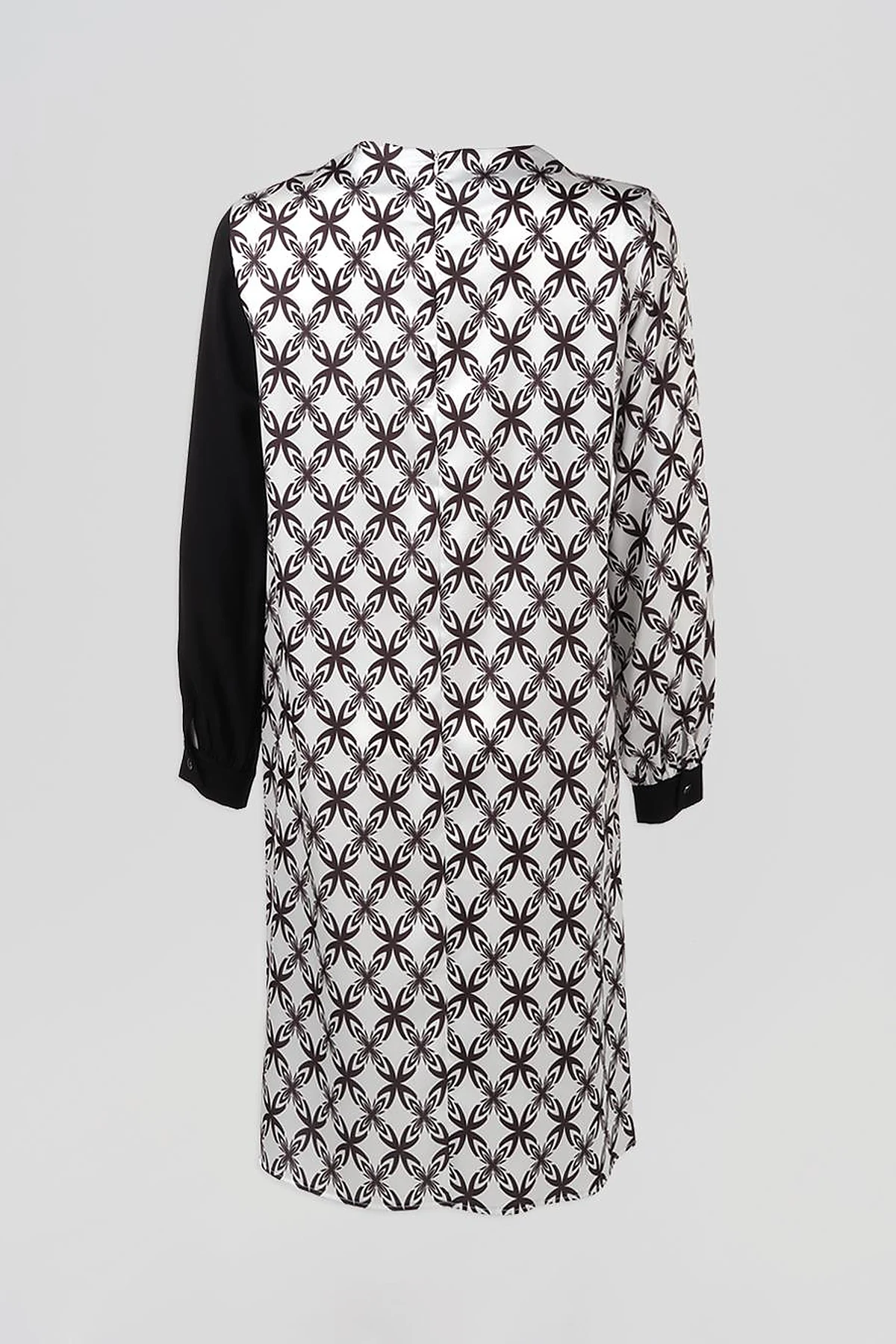 Elegant Floral Pattern Tunic Black