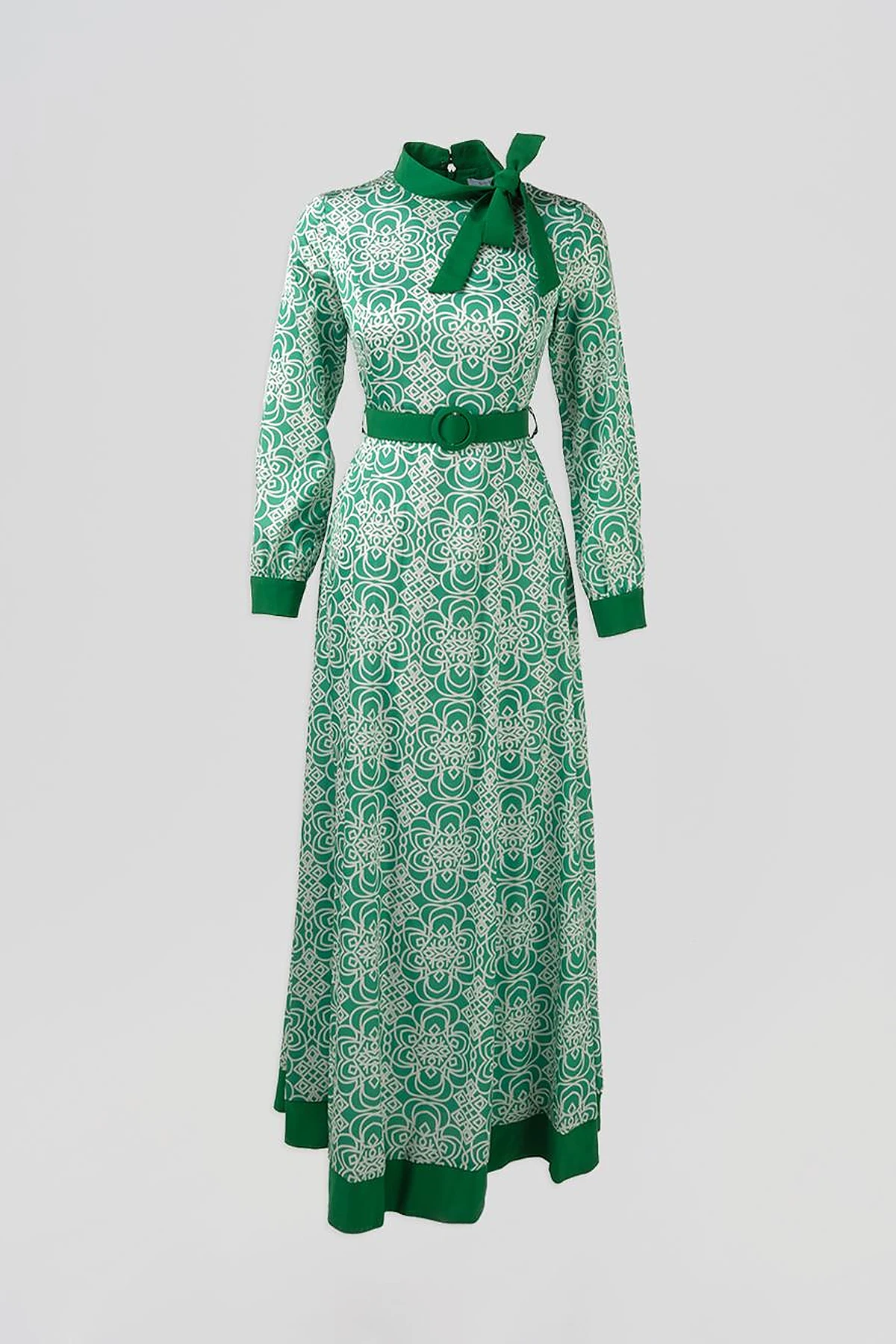 Belted Elegant Dress Green