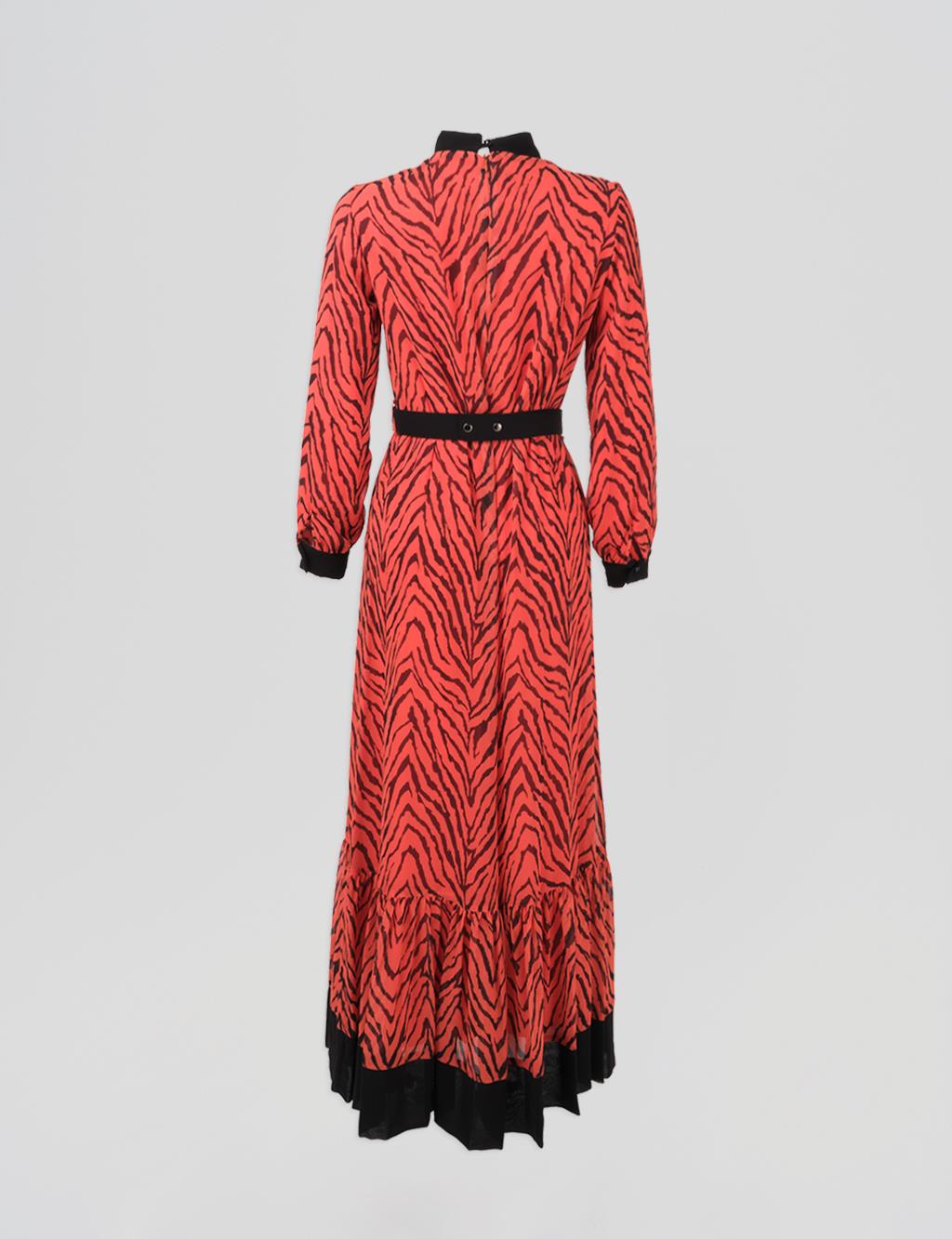 Abstract Patterned Maxi Dress Coral