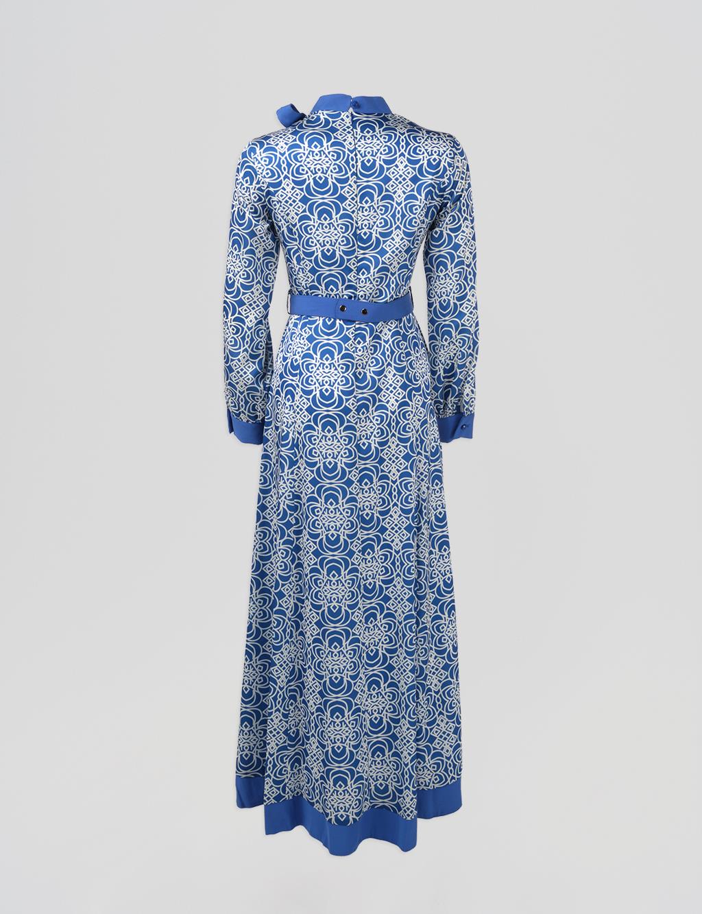 Belted Elegant Dress Sax