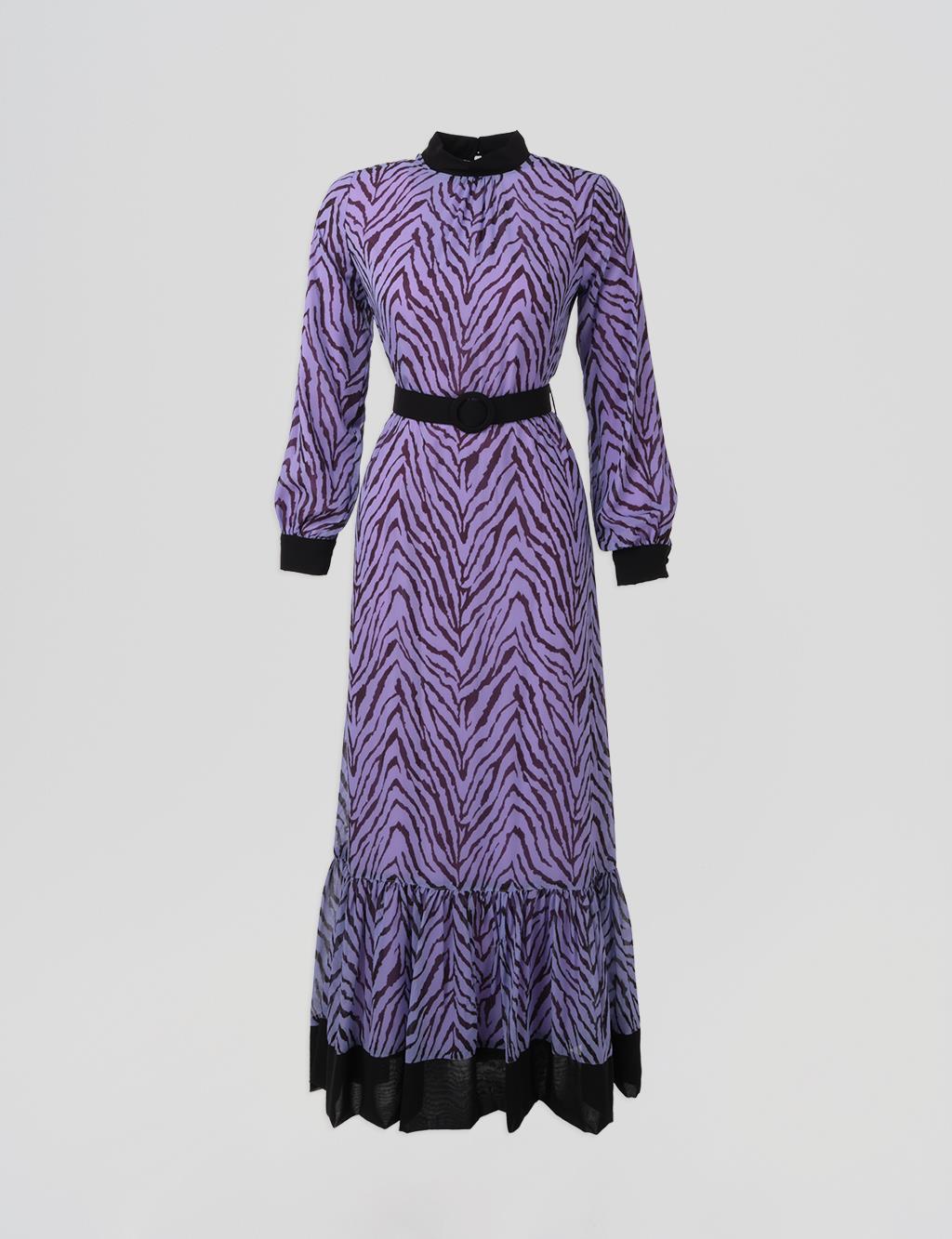 Abstract Patterned Maxi Dress Purple