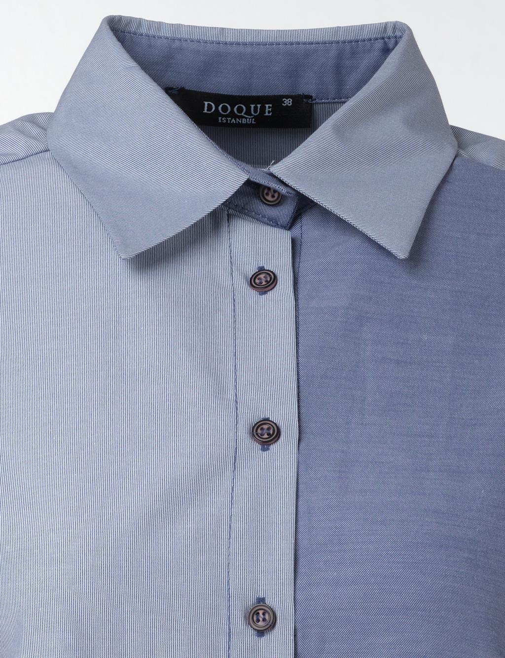 Garnished Shirt Collar Tunic Navy