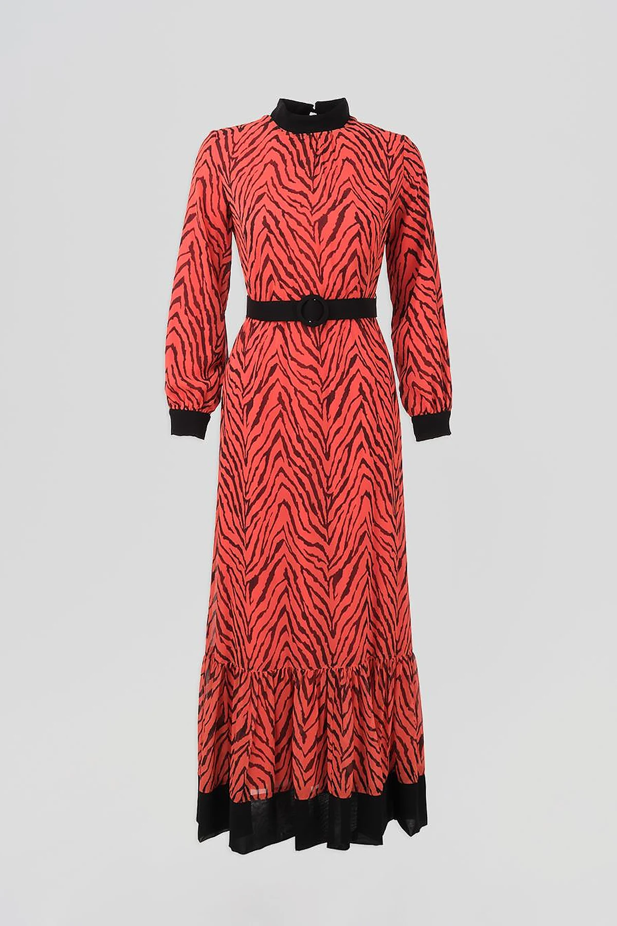 Abstract Patterned Maxi Dress Coral
