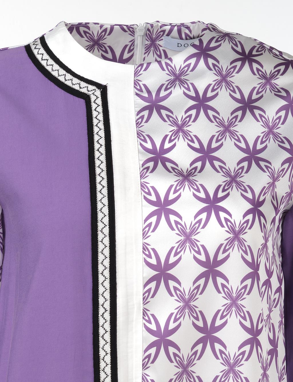 Elegant Floral Pattern Tunic Purple