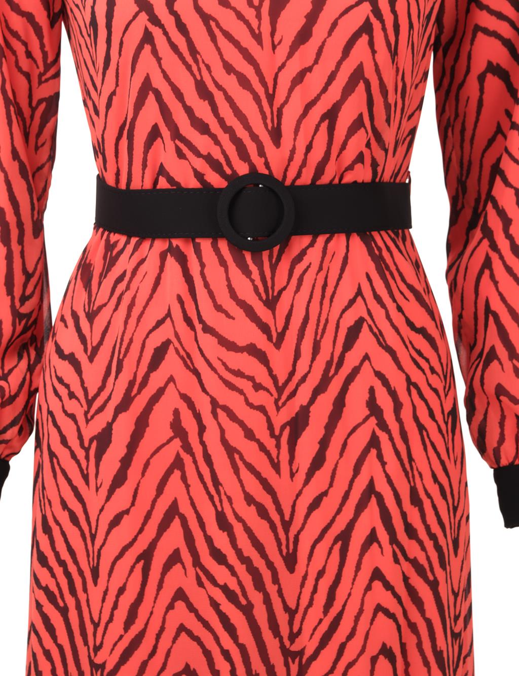 Abstract Patterned Maxi Dress Coral
