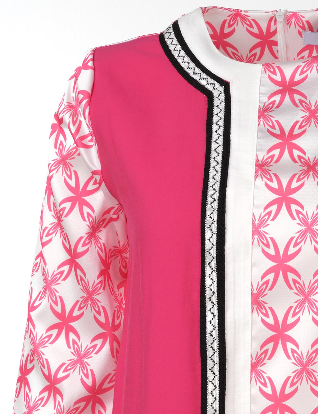Elegant Floral Pattern Tunic Fuchsia